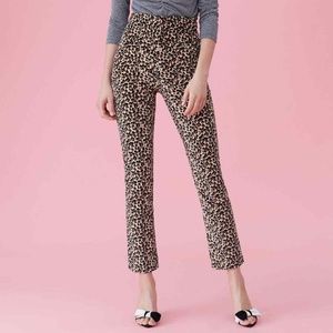 REBECCA TAYLOR Leopard Pants 0 Animal Print Velvet Brown Black High Rise Waist